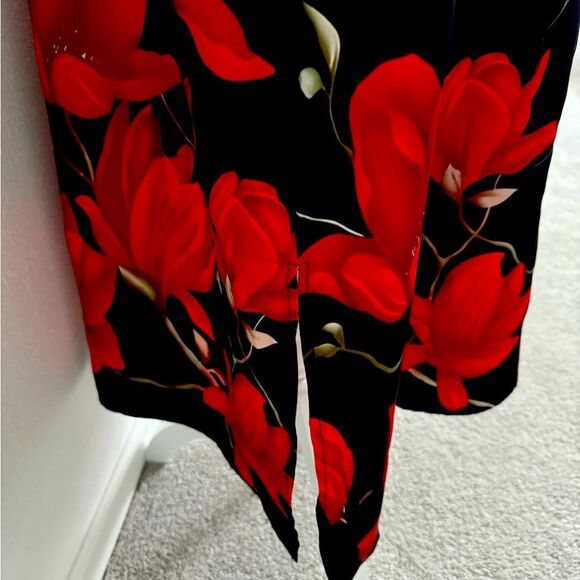 Black Dress with Red Floral Design - Picture 4 of 7
